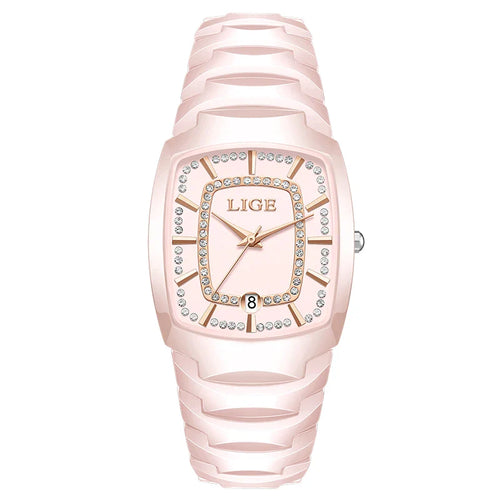 Women's White Ceramic Crystal Bracelet Watch Quartz Gift