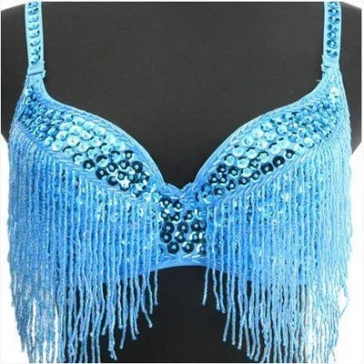 The Stardust Prism Sirena – Deluxe Beaded & Sequined Tassel Belly Dance Bra Top