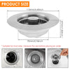 3 In 1 Kitchen Sink Drain Strainer Stainless Steel Pop Up Sink Stopper Anti Clogging Kitchen Sink Plug Fast Drainage Sink Drain