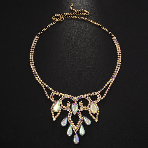 AB Rhinestone Water Drop Necklace