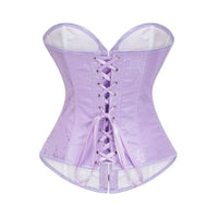 Victorian Floral Jacquard Overbust Corset Front Busk Lace-Up Bustier Top