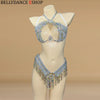 Sparkly Samba Carnival Stone Wire Bra & Thong Two-Piece Stage Costume Set