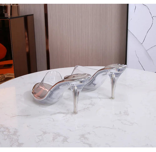 The Stardust Mirage Stiletto Mule – Clear Pointed-Toe Illusion Heel