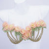 Organza Floral & Pearl Bustier Bra Top | Kawaii Stage & Nightclub Bralette