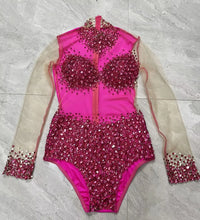 Rhinestone Encrusted Mesh Performance Bodysuit