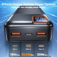 Tuodes Power Bank 20000mAh PD20W External Large Battery Capacity 22.5W Fast Charging Portable Charger For iPhone Samsung Xiaomi