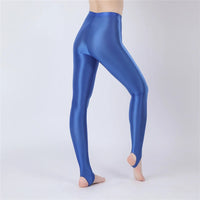 Thin Sheer Oil Glossy High-Stretch Pencil Pants Candy Color Yoga Leggings