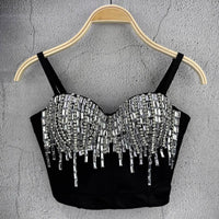 Crystal Beaded Bustier Corset Crop Top Nightclub Party Bralette