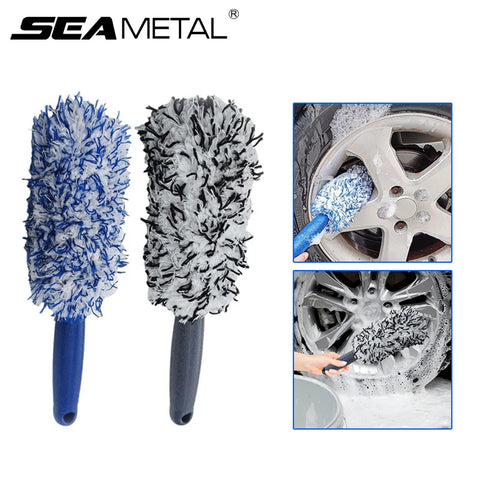 SEAMETAL Car Wheel Tire Rim Cleaning Brush Portable Plush Car Wheel Hub Brush Washing Tool Car Detailing Care Dust Removal Brush