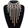 Rhinestone Glass Crystal & AB Drop Tassel Choker Necklace