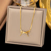 Bow Collarbone Necklace Stainless Steel Jewelry Personality Girl Party Accessories Snake Bone Chain