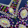 Exaggerated Rhinestone Statement Necklace Earrings Set