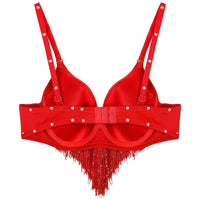 The Stardust Oasis Sirena – Sequined Tassel & Rhinestone Push-Up Belly Dance Bra Top