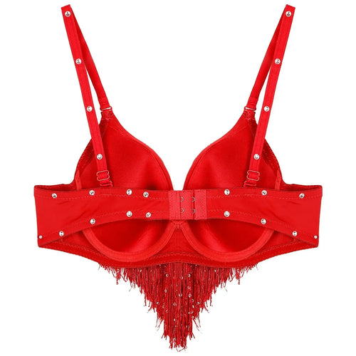 The Stardust Oasis Sirena – Sequined Tassel & Rhinestone Push-Up Belly Dance Bra Top