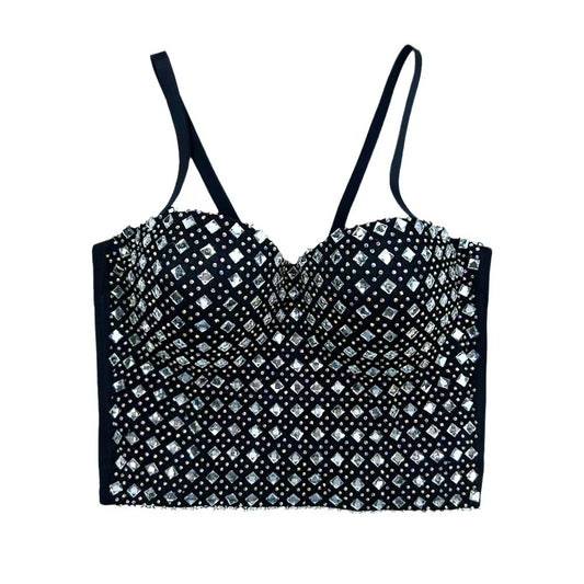Diamond Mesh Studded Bustier Corset Crop Top High Street Evening Bralette