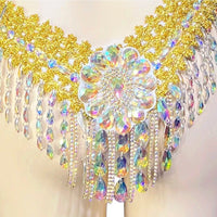 Sparkly Samba Carnival Stone Wire Bra & Thong Two-Piece Stage Costume Set