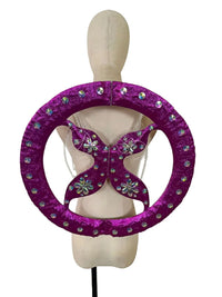 Rhinestone-Embellished Feather Backpiece Frame with Harness
