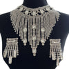 Rhinestone Tassel Earring & Necklace Jewelry Set