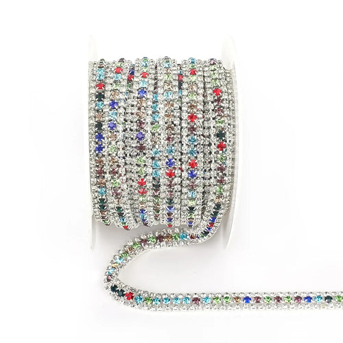 The Stardust Triple Crown – 3-Row Glass Crystal Rhinestone Cup Chain Trim