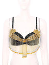 Sparkly Floral Beaded Sequin Belly Dance Bra & Tassel Performance Top