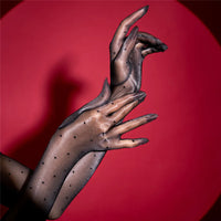 Ultra-Thin 1D Dot Oil Shiny Opera Length Gloves Sheer Glossy Performance Gloves