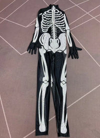Rhinestone Skeleton Monster Cosplay Jumpsuit & Halloween Stage Dance Romper