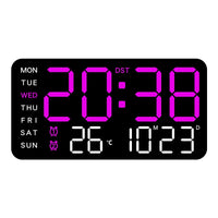 Large Digital Wall Clock Temp Date Week Display Remote Control USB Powered Table Clock Wall-mounted Dual Alarms LED Clocks