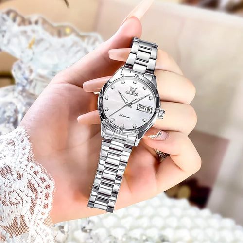 Women's Automatic Two Tone Stainless Steel Watch Pearl