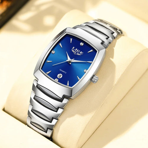 Women's Turquoise Dial Stainless Steel Rectangular Watch
