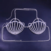 Rhinestone Shell Bra Crystal Chest Body Chain