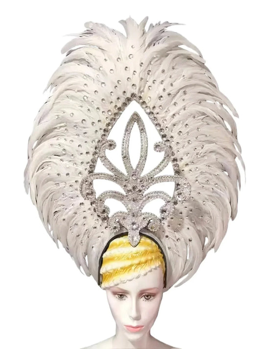 The Stardust Wings of Radiance – Deluxe Feathered Samba & Carnival Crown