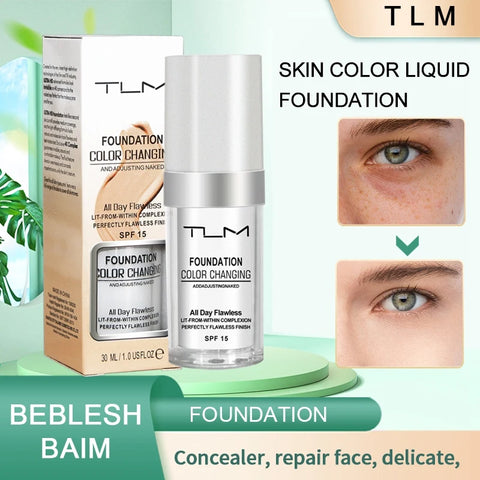 TLM TUM Liquid Foundation Cream Professional Full Coverage Face Concealer Waterproof Makeup Base Brighten Cover Dark Circles 30 мл