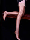 80D Lace Trim Oil Shiny Thigh-High Stockings Glossy Shaping Lingerie Stockings