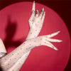 Ultra-Thin 1D Dot Oil Shiny Opera Length Gloves Sheer Glossy Performance Gloves