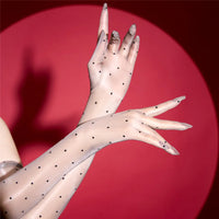 Ultra-Thin 1D Dot Oil Shiny Opera Length Gloves Sheer Glossy Performance Gloves