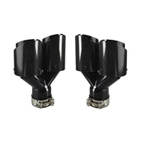 1 Pcs Universal Car Carbon Fibre Tail Throat Silencer Length Black Y-Shaped Double Out Twill Glossy Exhaust Muffler Tip