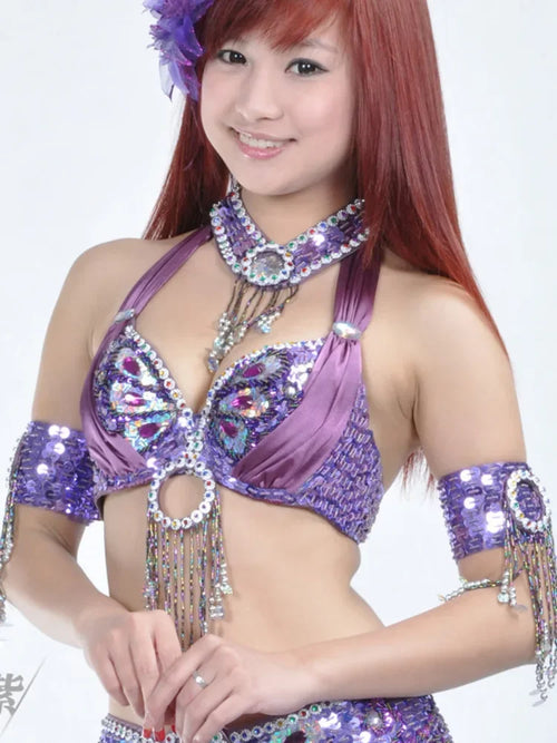 The Stardust Oasis Sirena – Sequined & Beaded Push-Up Belly Dance Bra Top