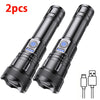 2pcs Strong Light Flashlight USB Rechargeable Small Xenon Lamp Portable Ultra Bright Long-range Outdoor Household Led