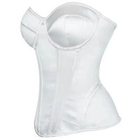 Overbust Corset Bustier Top Built-In Bra Cup Lace-Up Waist Cincher