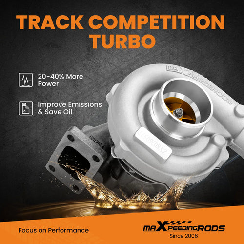 External Wastegate T3 T4 T04E T3 A/R .63 Turbocharger Oil Cooled 4/6 CYL 400+HP Billet T3 Oil cooled Turbo Charger for 1.5L-2.5L