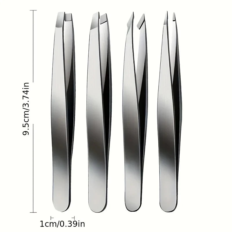 4Piece Set Professional Tweezers Set Perfect For Eyebrow Hair Removal Splinter Very Effortless and Relaxed to Remove