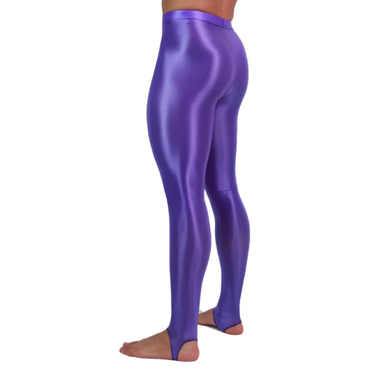 Men's Oil Glossy Sheer High-Stretch Pencil Pants Satin Smooth Leggings