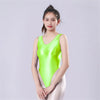 Backless High-Cut Sheer Oil Glossy Bodysuit Satin Smooth Leotard