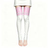 PU Faux Leather Patchwork Thigh-High Open-Foot Boot Stockings