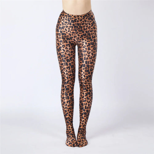 Oil Glossy High-Stretch Satin Pencil Pants & Leopard Print Leggings