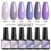 6Pcs/ Set Macaron Series Gel Nail Polish For Nails Glitter Nude Pink Blue Purple Hybrid Nail Art Gel Varnish Soak Off UV Gel Kit