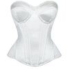 Overbust Corset Bustier Top Built-In Bra Cup Lace-Up Waist Cincher