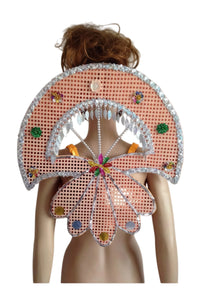 Sequined Butterfly-Style Costume Backpiece with Draped Chain