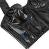 Black Shiny PU Leather Halter Corset Crop Top Push-Up Bustier Gothic Bra