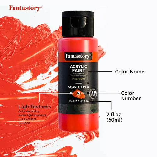 Fantastory 28 Classic Colors Acrylic Paint Set, Professional Craft Paint With 12 Brushes, Suitable for Wood/ Stons/ Model/ Rock